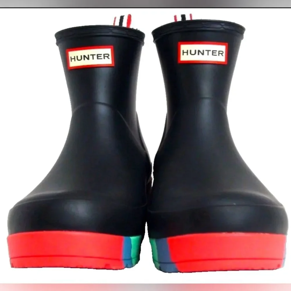 Hunter Pride Limited Edition Play Colorful Stripe Rain Boots Men 9 Women 10